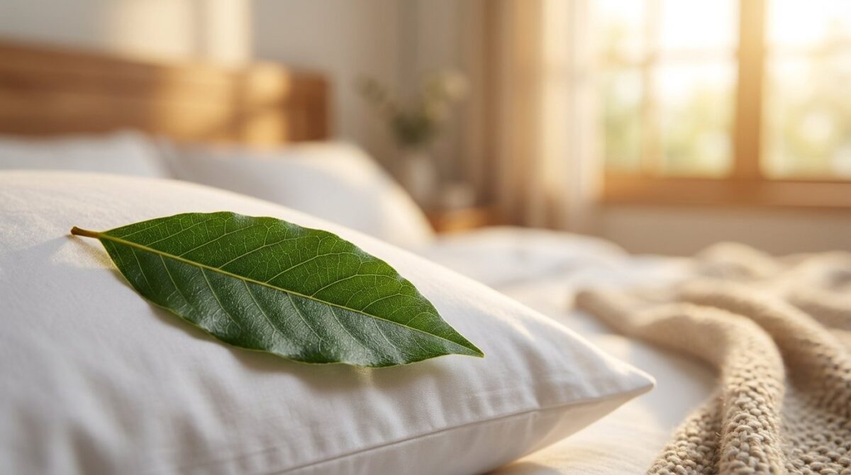 entdecken Sie, wie ein Lorbeerblatt unter dem Kissen durch ätherische Öle Ihren Schlaf verbessert und die Einschlafzeit deutlich verkürzt