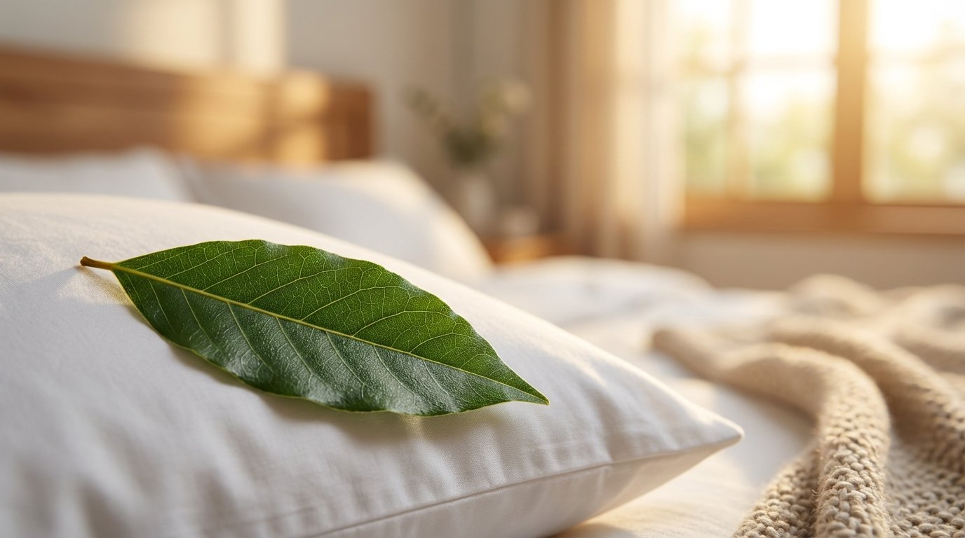 entdecken Sie, wie ein Lorbeerblatt unter dem Kissen durch ätherische Öle Ihren Schlaf verbessert und die Einschlafzeit deutlich verkürzt